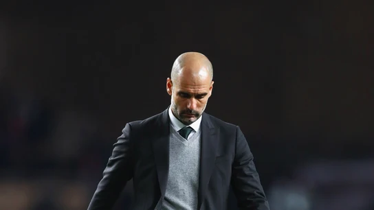Pep Guardiola, durante el Mónaco-City Pep Guardiola, durante el Mónaco-City