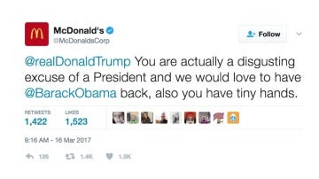 Tuit de McDonald's contra Donald Trump