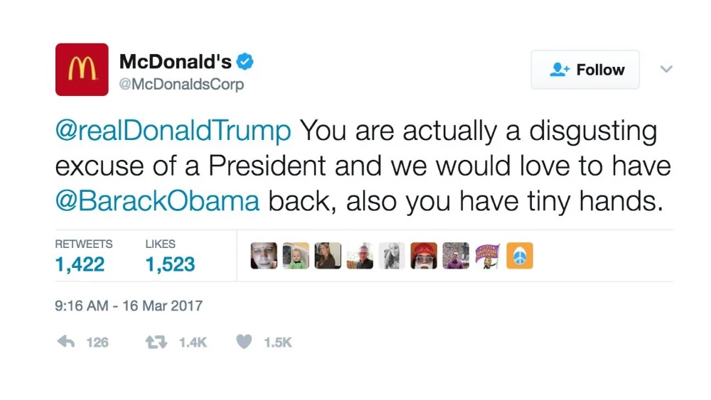 Tuit de McDonald's contra Donald Trump