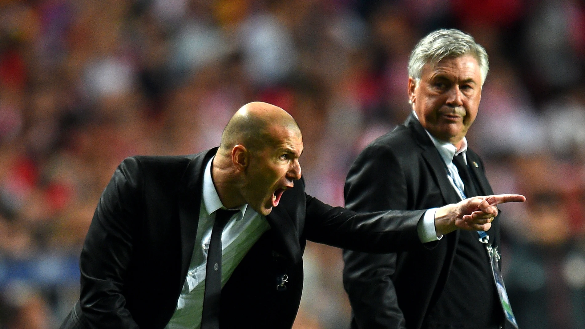 Zidane y Ancelotti, durante su etapa juntos en el Madrid
