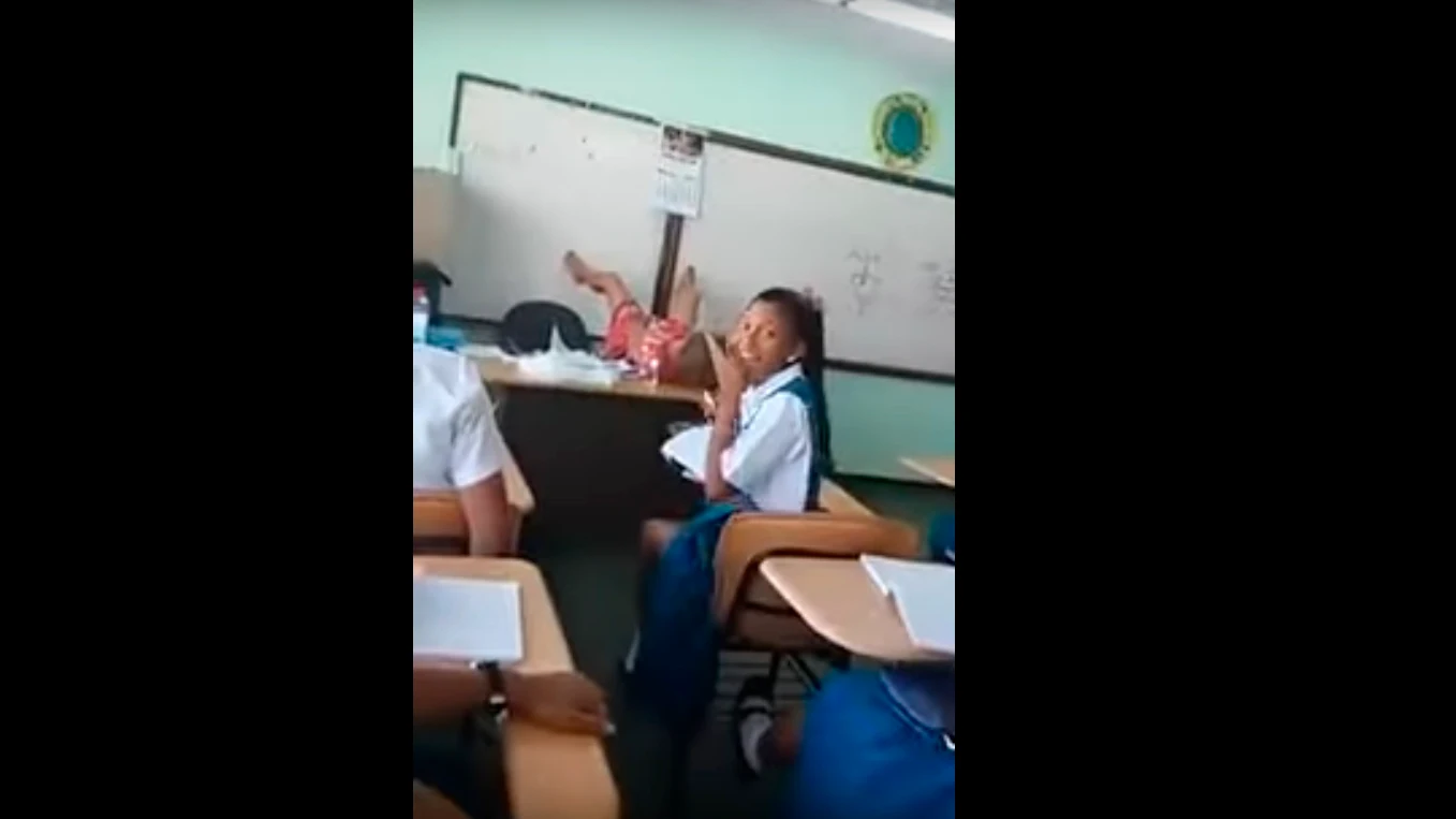 La profesora durante su explicación sobre el parto