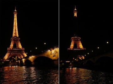 La torre Eiffel Tower durante el apagado para celebrar la Hora del Planeta La torre Eiffel Tower durante el apagado para celebrar la Hora del Planeta
