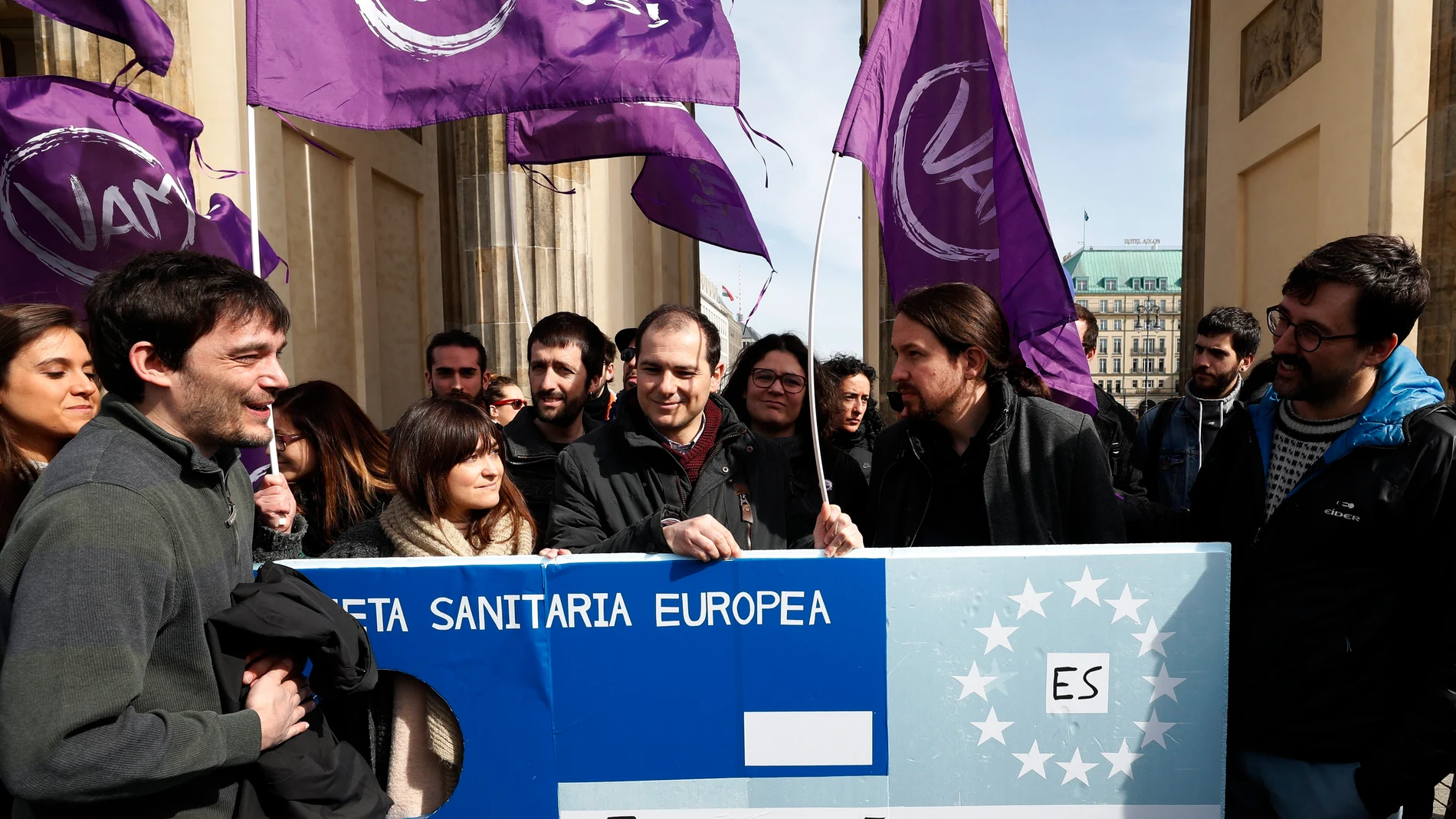 Pablo Iglesias en una manifestación de Berlin