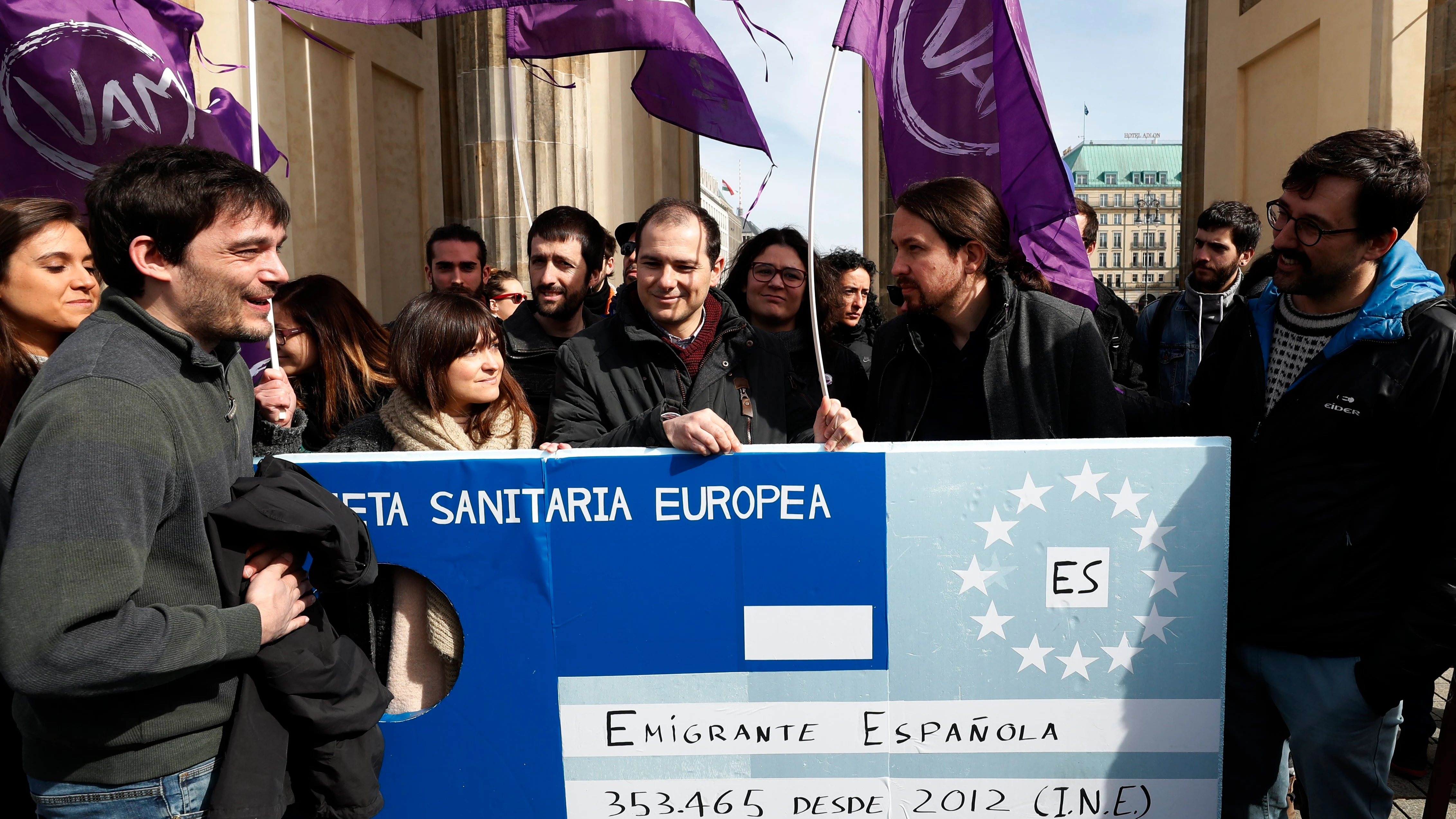 Pablo Iglesias en una manifestación de Berlin