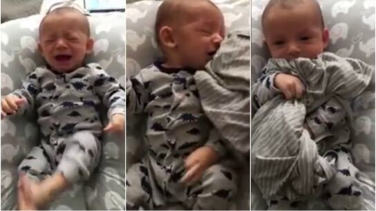 Un padre consigue consolar a su beb&eacute; gracias a una prenda de su madre