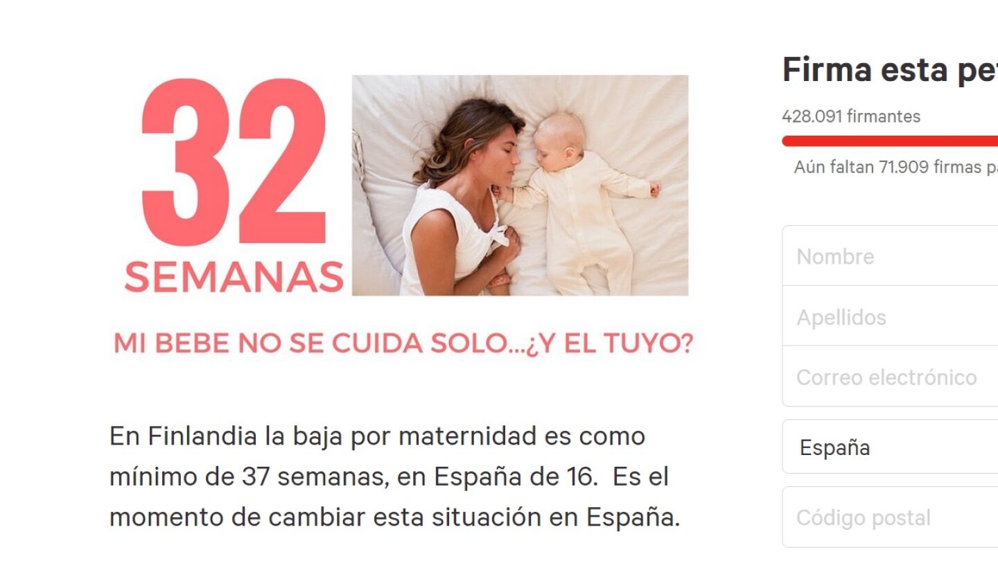 Perticion en change.org para ampliar los permisos de maternidad
