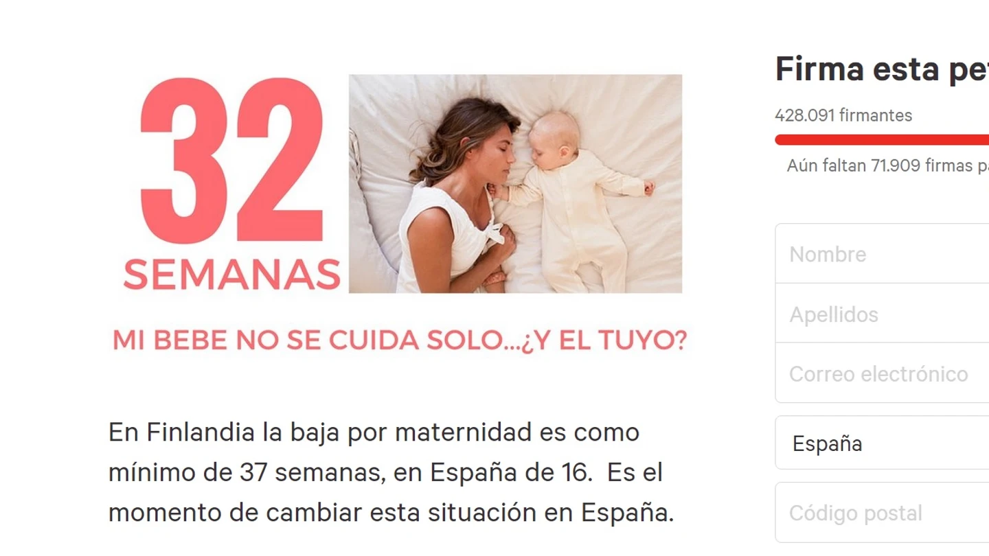 Perticion en change.org para ampliar los permisos de maternidad Perticion en change.org para ampliar los permisos de maternidad