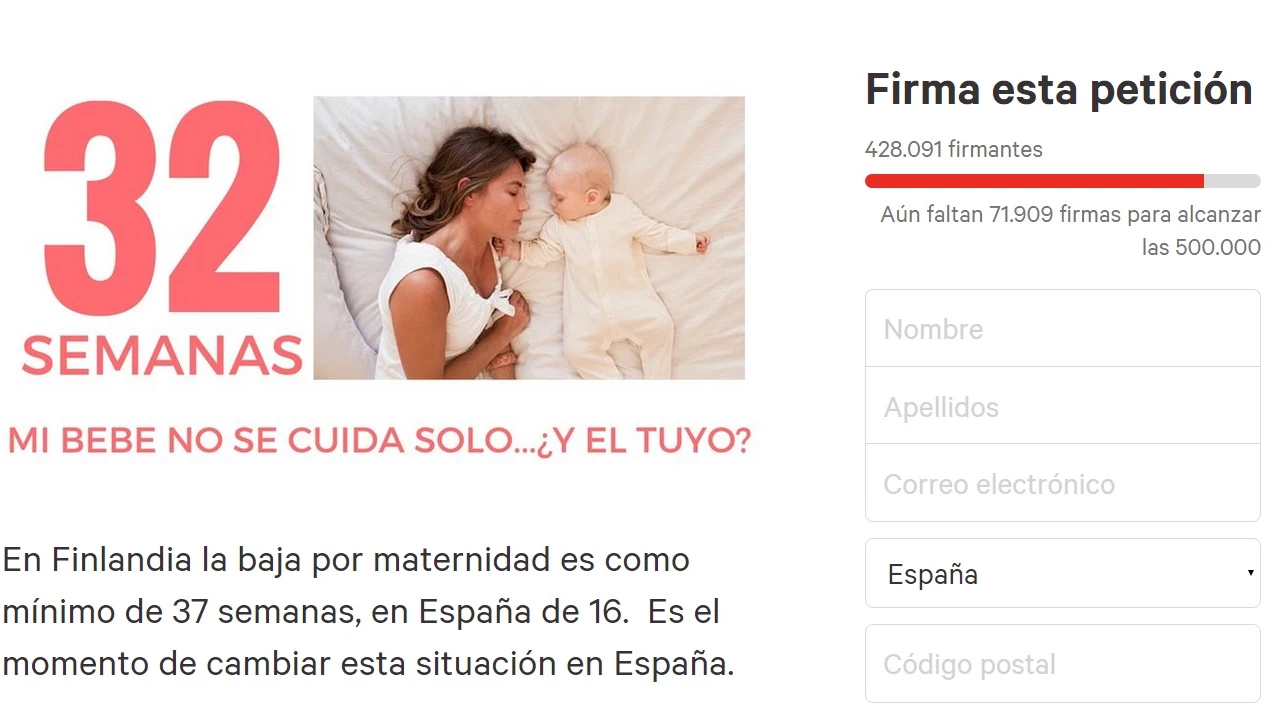 Perticion en change.org para ampliar los permisos de maternidad