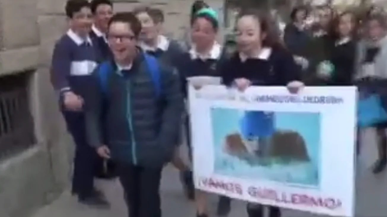 El pequeño Guillermo Gracia, a su llegada al Colegio Santa Cecilia