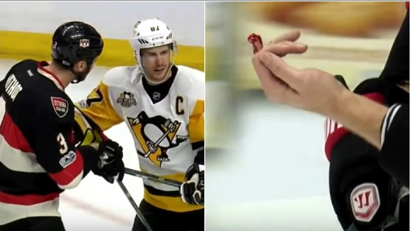 Corte en un dedo en un partido de la NHL Corte en un dedo en un partido de la NHL