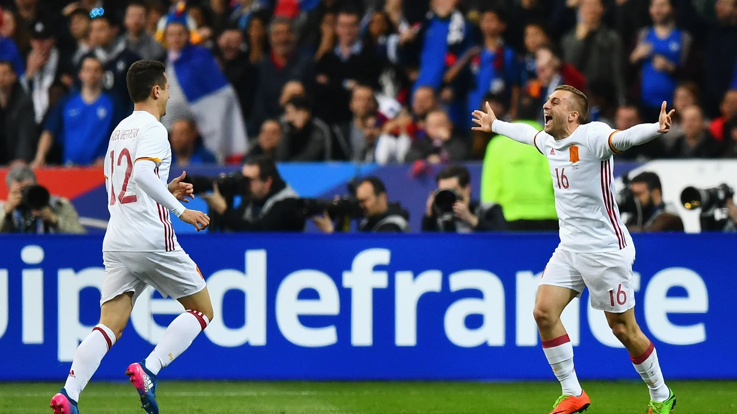 Deulofeu celebra su gol contra Francia Deulofeu celebra su gol contra Francia