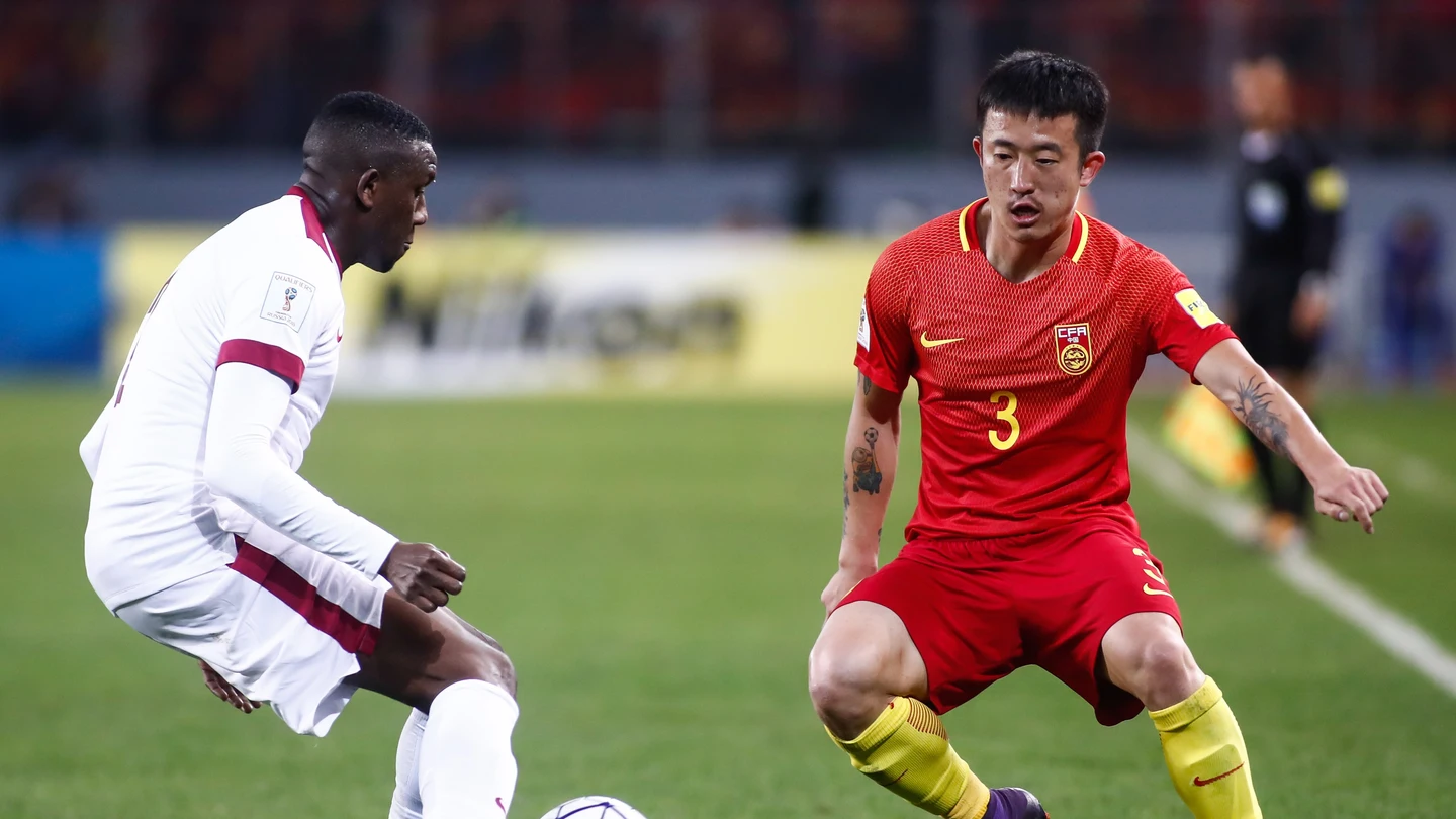 El chino Jiang Zhipeng en un partido frente a Qatar El chino Jiang Zhipeng en un partido frente a Qatar