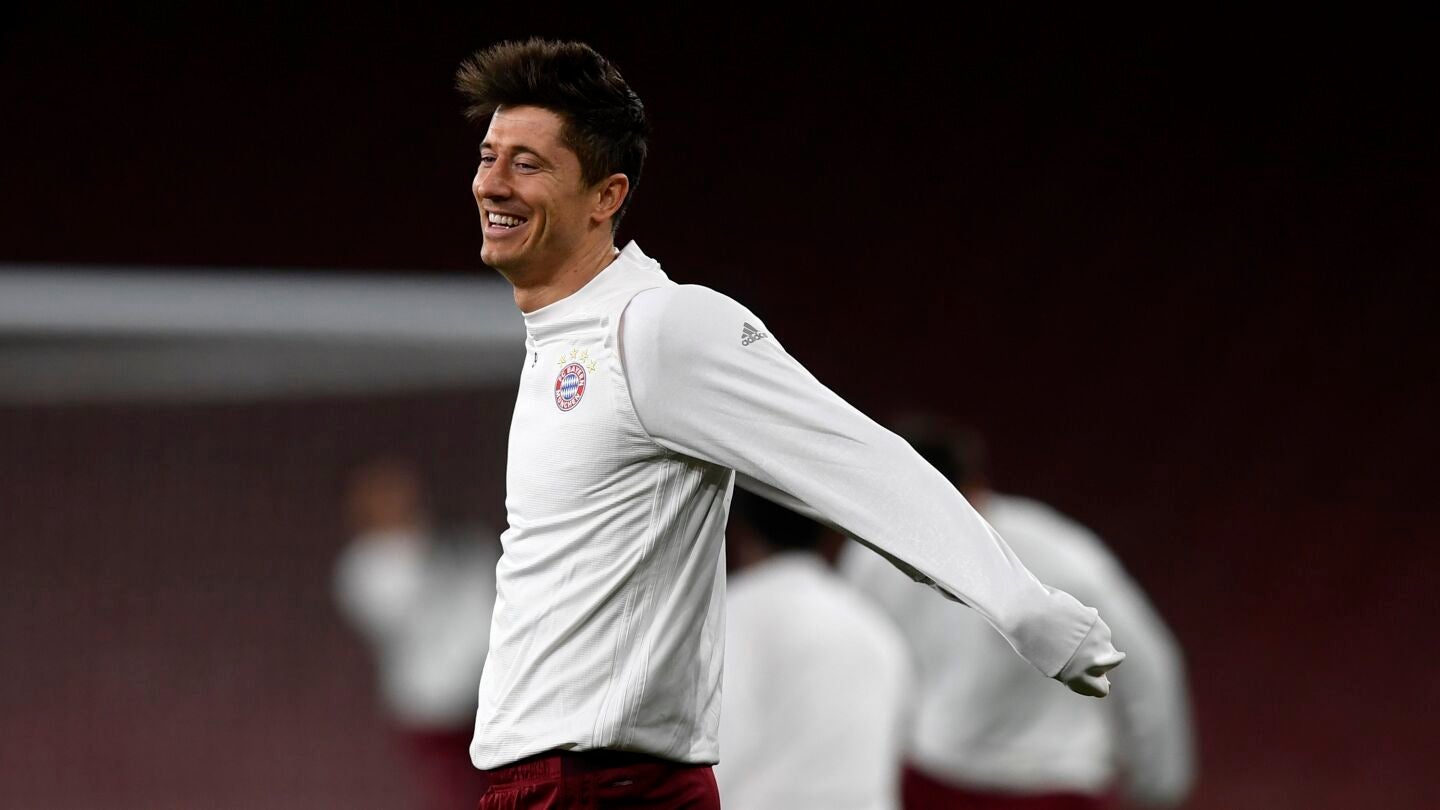 Lewandowski, en un entrenamiento del Bayern