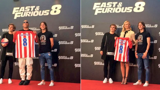 Vin Diesel y Charlize Theron, junto a Griezmann y Filipe Luis Vin Diesel y Charlize Theron, junto a Griezmann y Filipe Luis