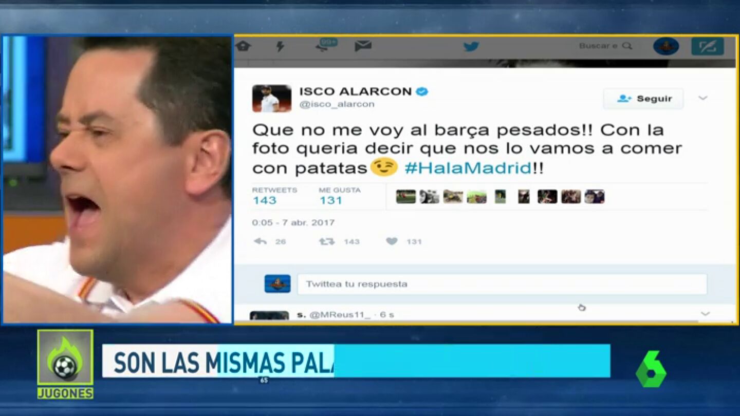 Frame 48.234943 de: As&iacute; respondi&oacute; Isco al Chiringuito de Jugones tras la pol&eacute;mica con la bolsa de patatas del Bar&ccedil;a