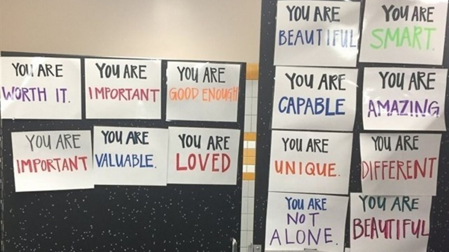 Carteles en el ba&ntilde;o de chicas de un instituto