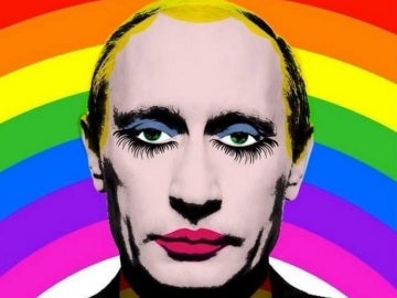 Rusia prohibe la imagen de Vladimir Putin con los ojos y labios pintados Rusia prohibe la imagen de Vladimir Putin con los ojos y labios pintados