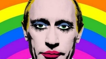 Rusia prohibe la imagen de Vladimir Putin con los ojos y labios pintados