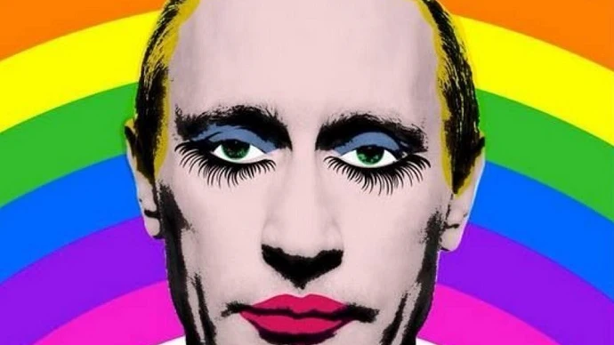 Rusia prohibe la imagen de Vladimir Putin con los ojos y labios pintados