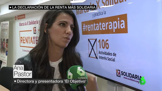 Ana Pastor sobre la 'X' solidaria: "Es parte de nuestra renta que va a gente que todavía está fuera del sistema y que necesita nuestra ayuda" Ana Pastor sobre la 'X' solidaria: "Es parte de nuestra renta que va a gente que todavía está fuera del sistema y que necesita nuestra ayuda"
