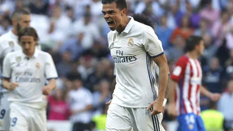 Pepe celebra su gol al Atlético de Madrid Pepe celebra su gol al Atlético de Madrid