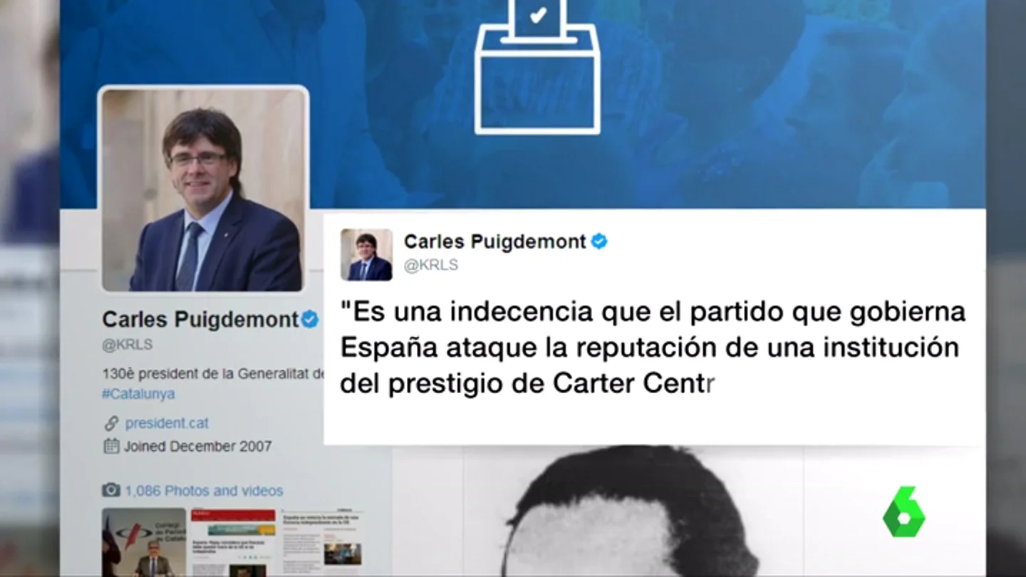 Carles Puigdemont publica un tuit para defender que no ha utilizado dinero público en su visita a Jimmy Carter Carles Puigdemont publica un tuit para defender que no ha utilizado dinero público en su visita a Jimmy Carter