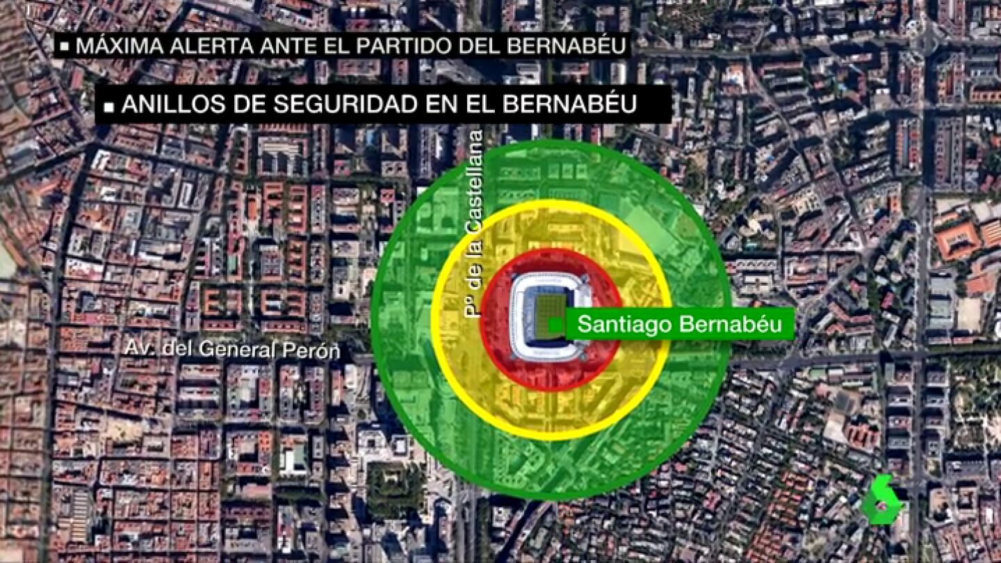 Frame 72.700223 de: M&aacute;xima alerta ante el Madrid-Bayern: habr&aacute; m&aacute;s agentes de paisano y tres anillos de seguridad