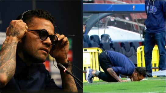 Dani Alves, un espect&aacute;culo en su regreso al Camp Nou