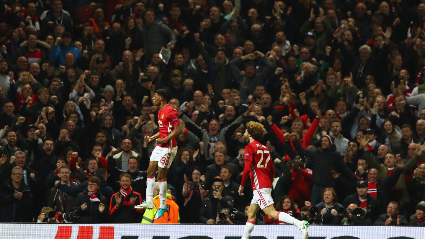 Marcus Rashford celebra su gol salvador ante el Anderlecht
