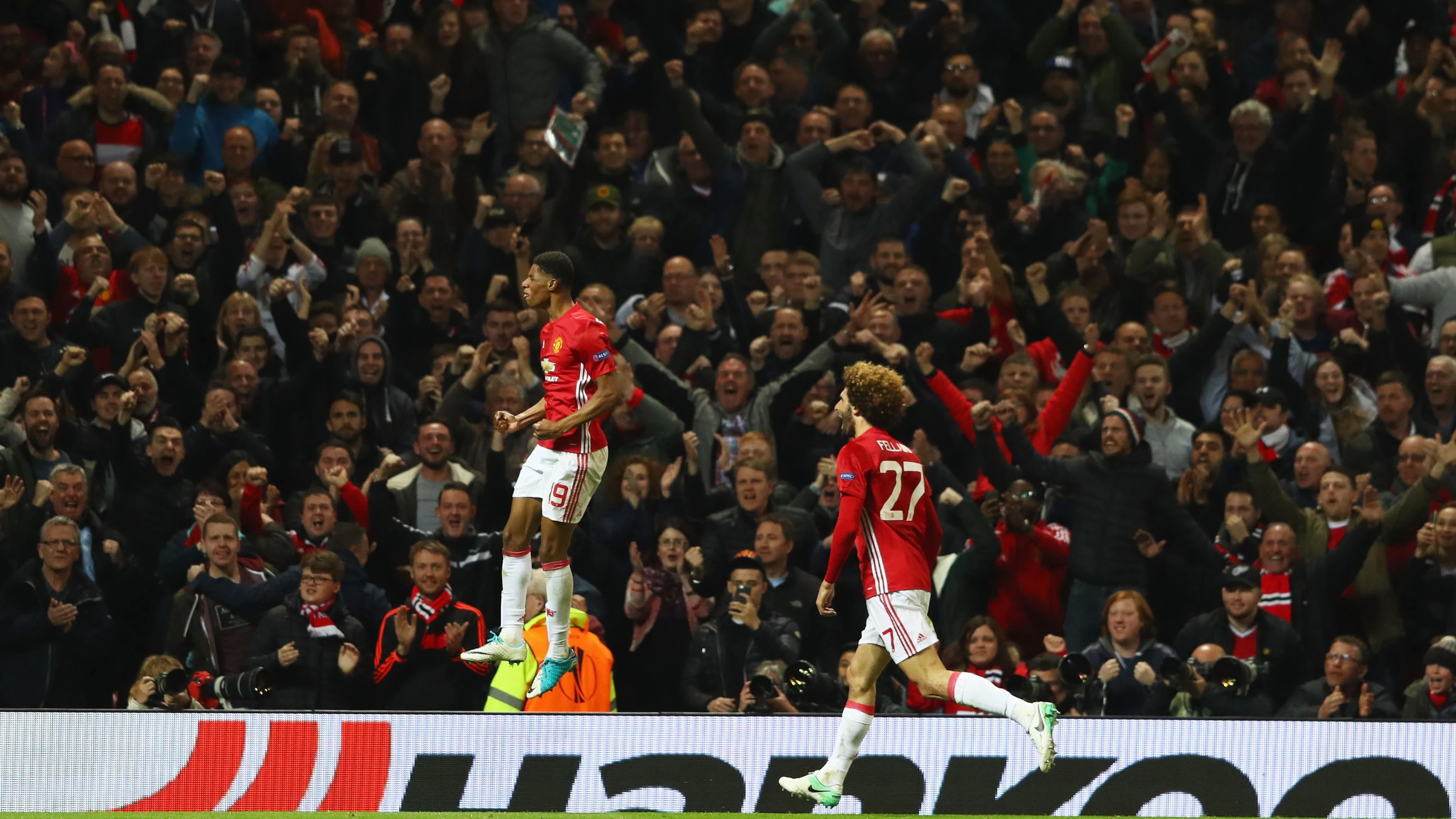 Marcus Rashford celebra su gol salvador ante el Anderlecht