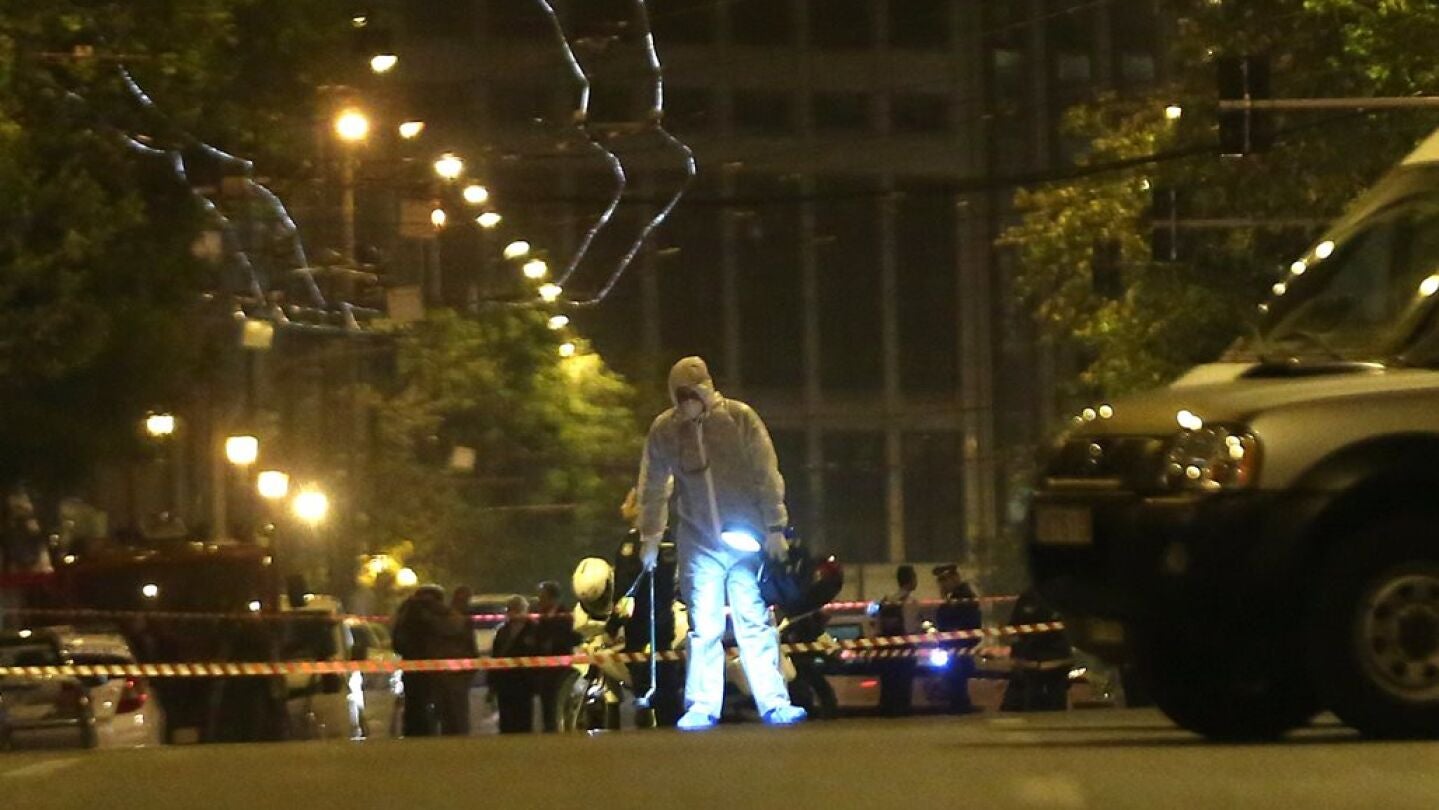 Lugar en el que ha detonado una bomba en Atenas