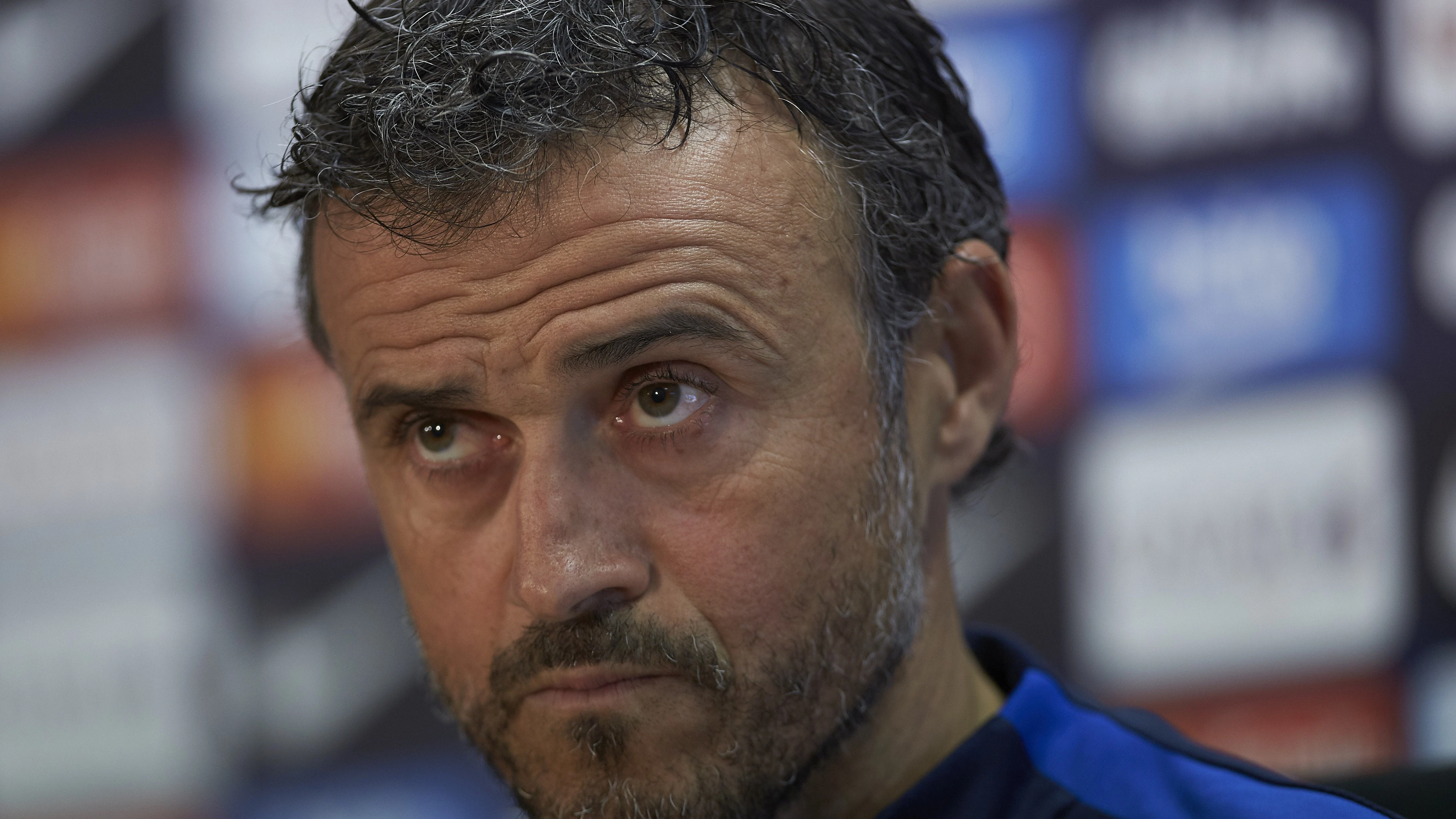 Luis Enrique, mientras da una rueda de prensa