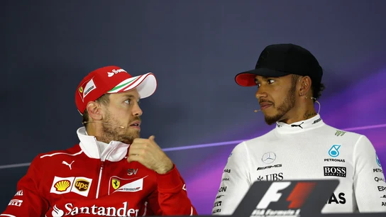 Vettel y Hamilton en rueda de prensa Vettel y Hamilton en rueda de prensa
