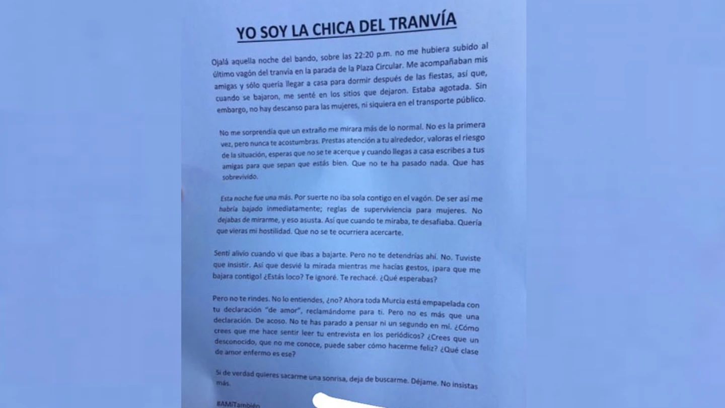 Respuesta de la "Chica del tranvía" de Murcia Respuesta de la "Chica del tranvía" de Murcia