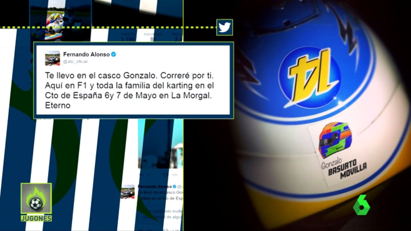 Frame 12.268202 de: "Correr&eacute; por ti": Fernando Alonso homenajea a Gonzalo Basurto en su casco con un emotivo mensaje