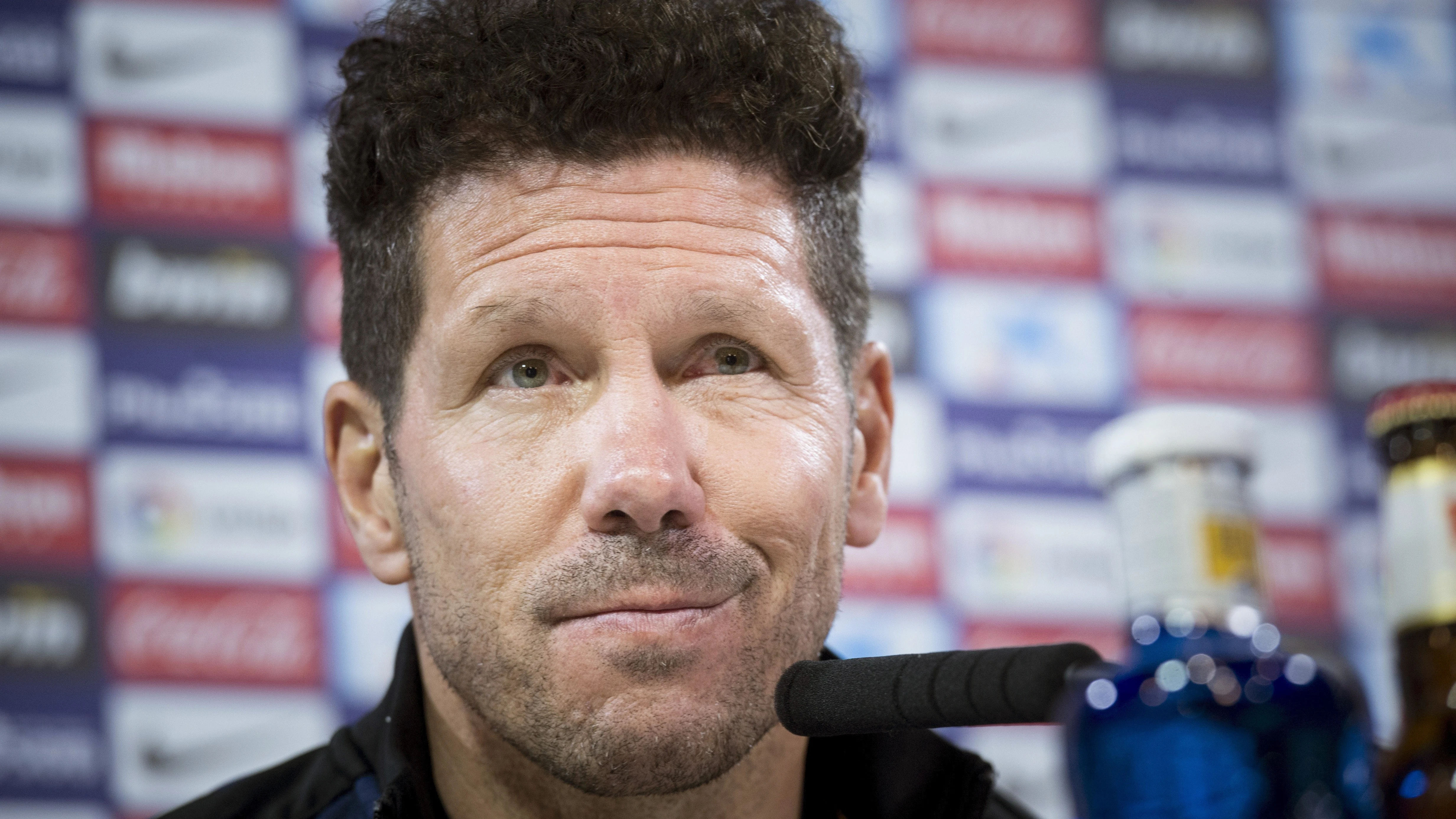 Simeone, durante la rueda de prensa Simeone, durante la rueda de prensa
