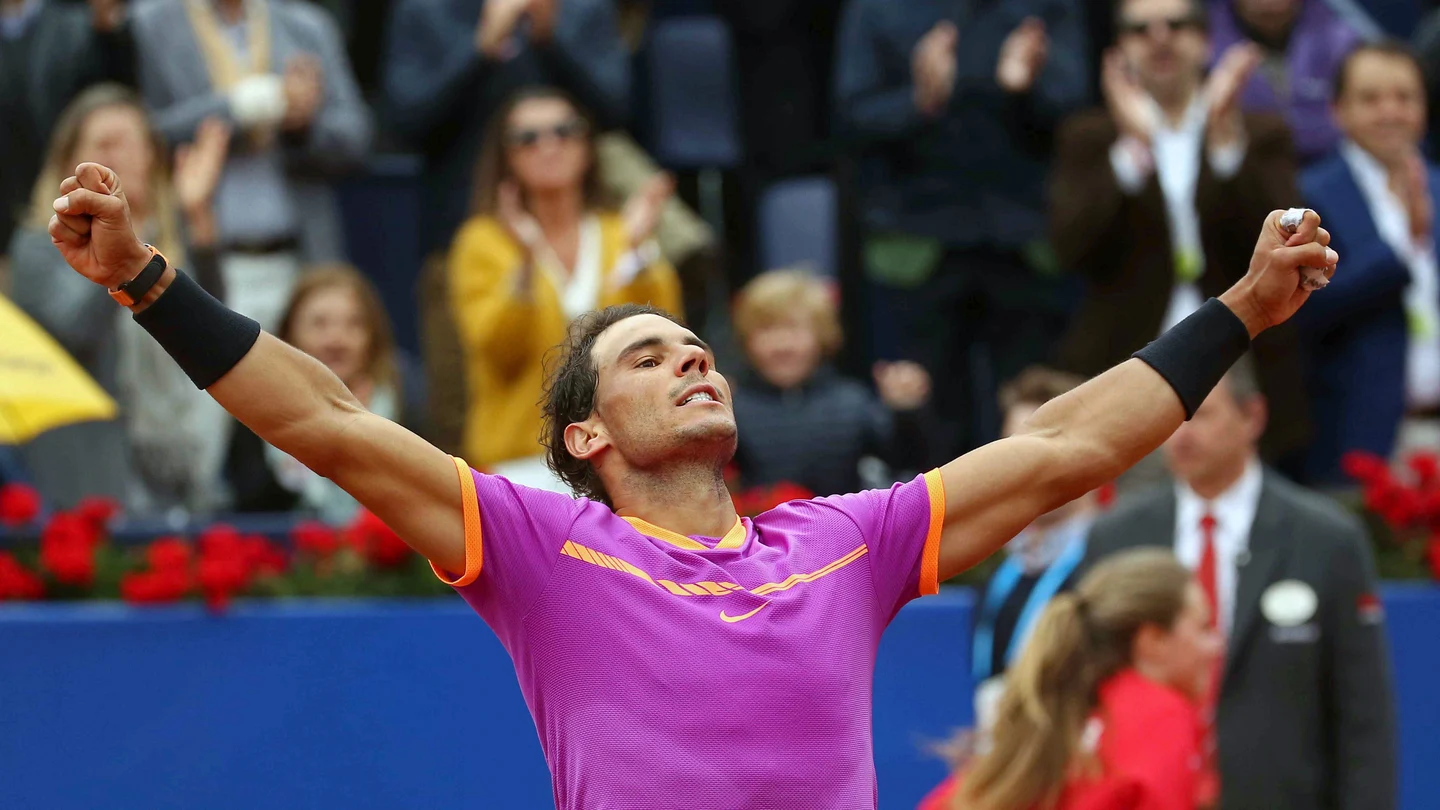 Rafa Nadal celebrando su pase a la final del Conde de Godó Rafa Nadal celebrando su pase a la final del Conde de Godó
