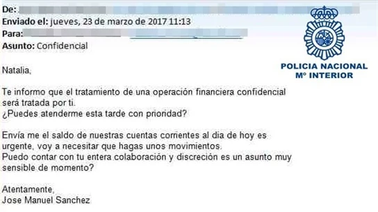 En la imagen se muestra uno de los correos electrónicos enviado por los cibercriminales En la imagen se muestra uno de los correos electrónicos enviado por los cibercriminales