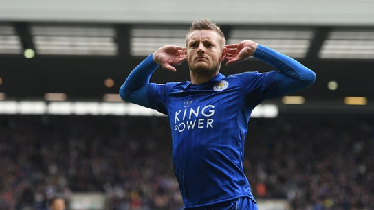 Vardy celebrando el gol del partido Vardy celebrando el gol del partido