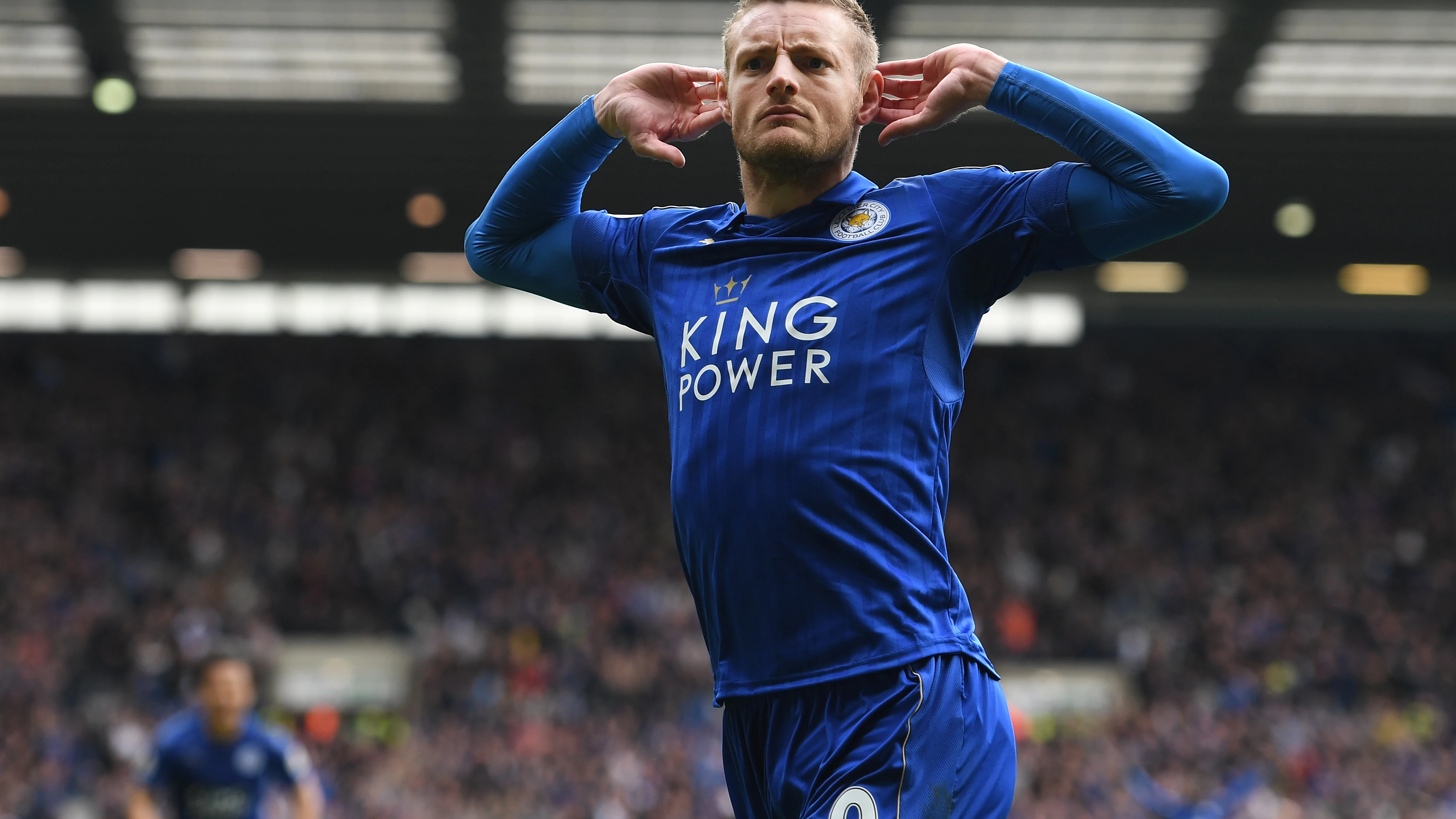 Vardy celebrando el gol del partido Vardy celebrando el gol del partido