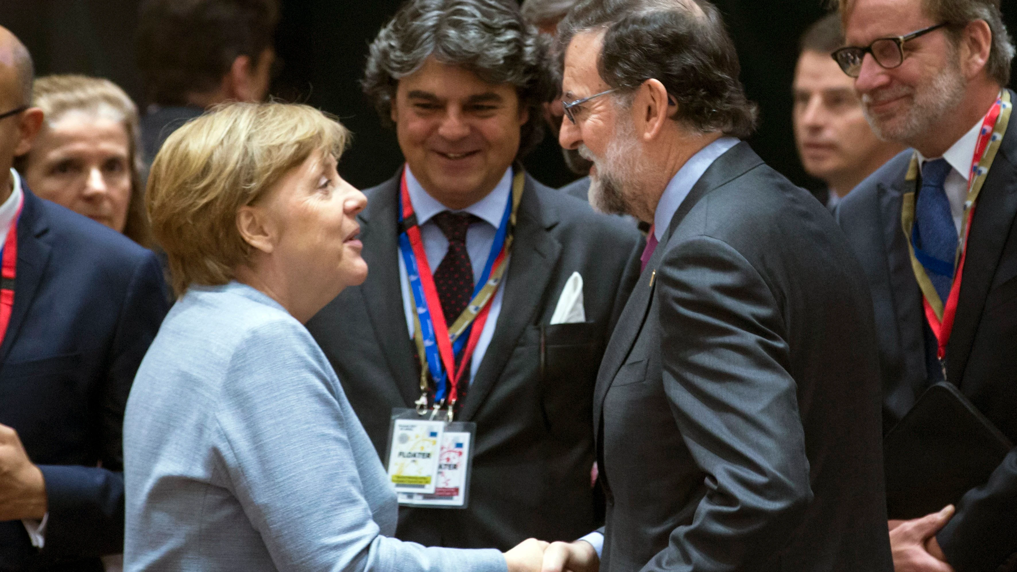 Merkel y Rajoy en la Cumbre de la UE