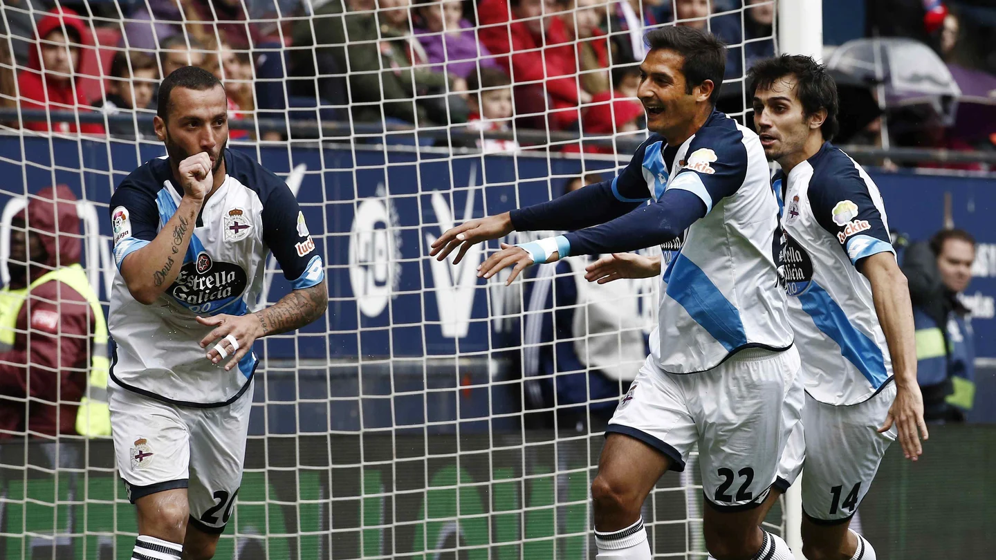 Los jugadores del Depor celebrando un gol Los jugadores del Depor celebrando un gol