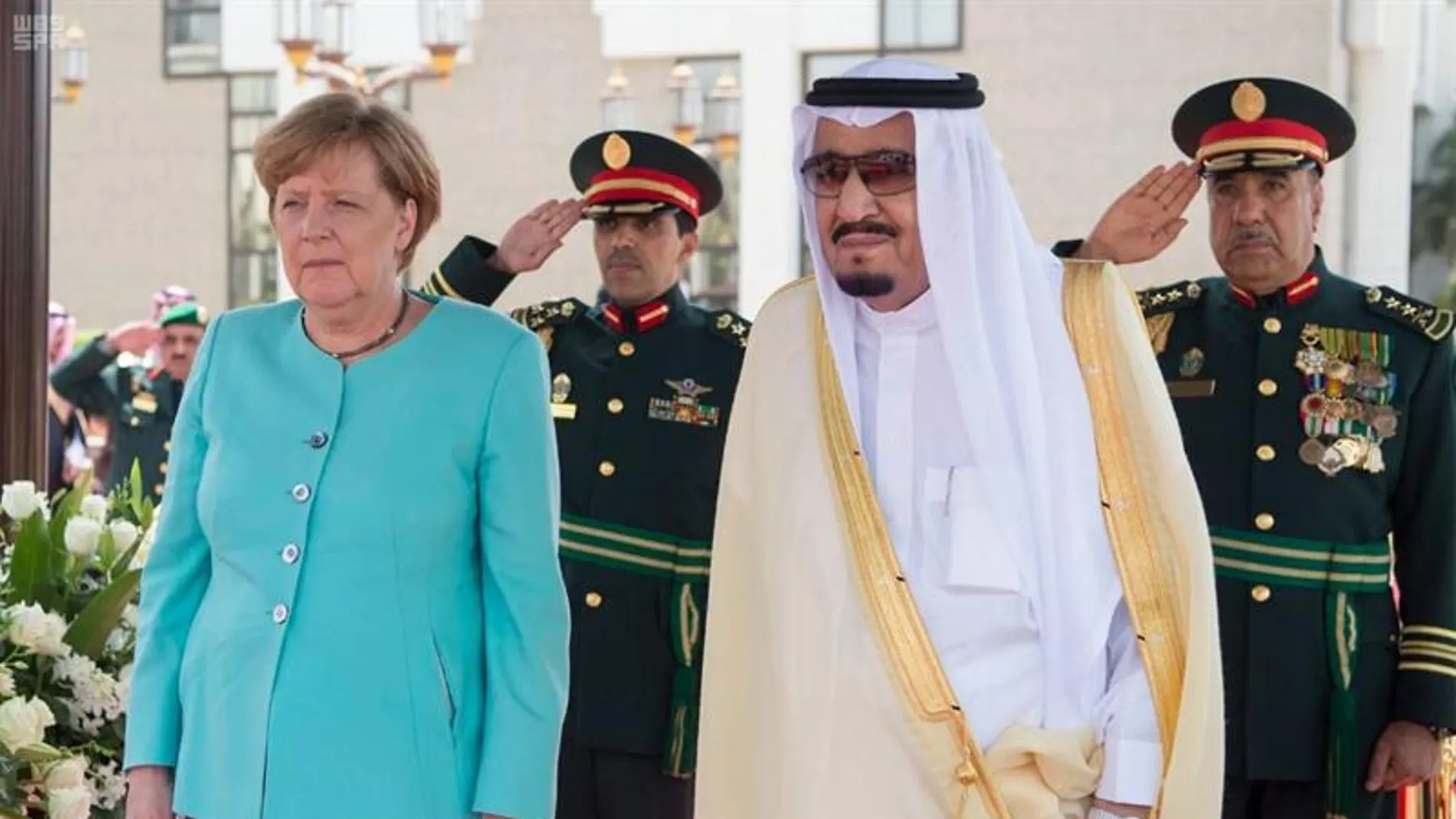 Angela Merkel con el rey de Arabia Saudí
