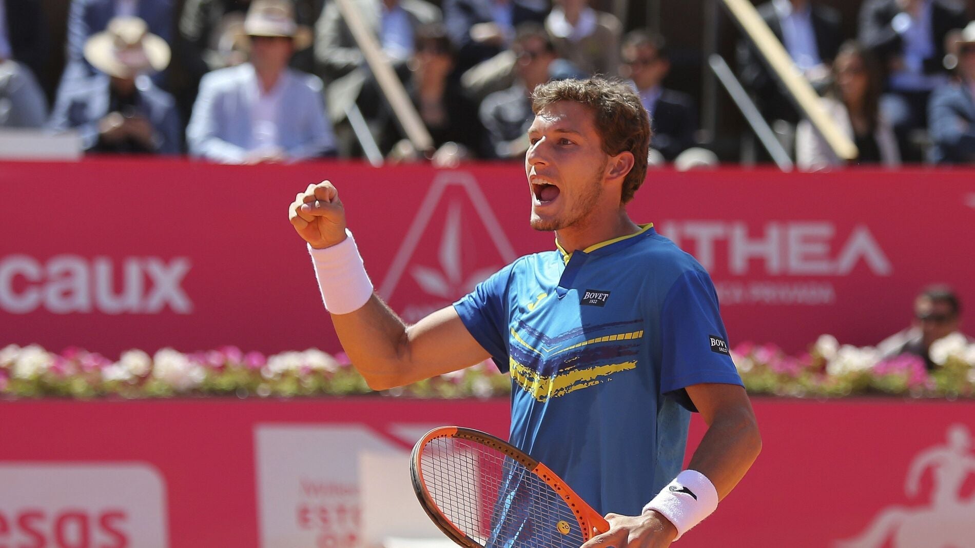 Pablo Carreño celebra un punto en Estoril