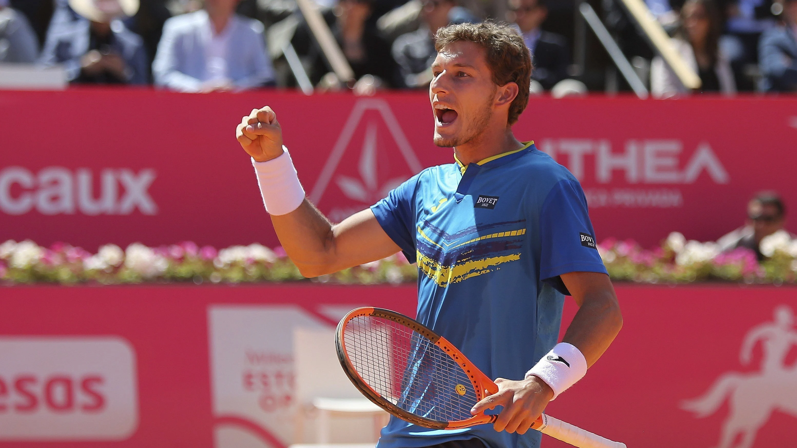 Pablo Carreño celebra un punto en Estoril