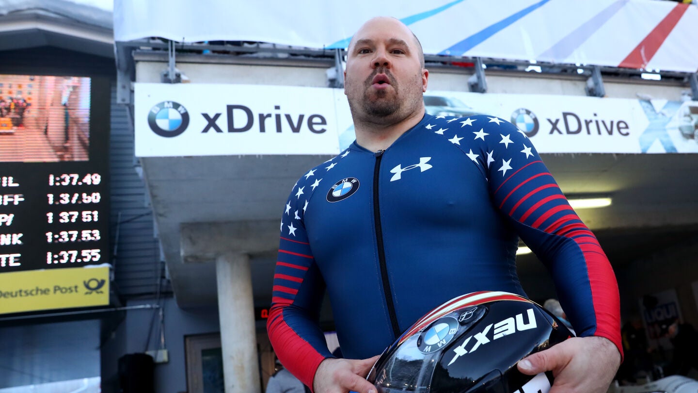 Steven Holcomb, en una prueba en Alemania en enero de 2017