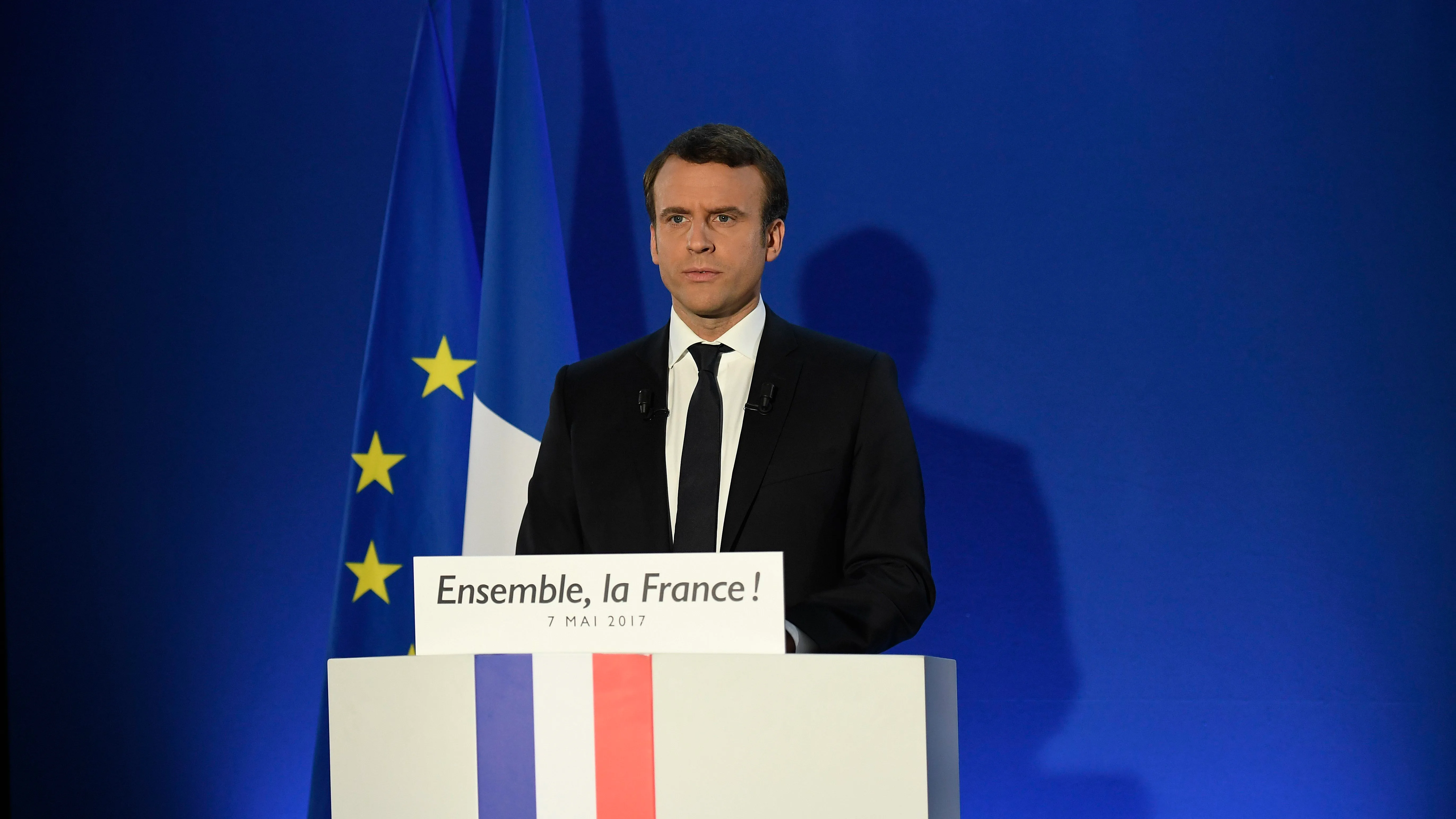 Emmanuel Macron tras ganar las elecciones