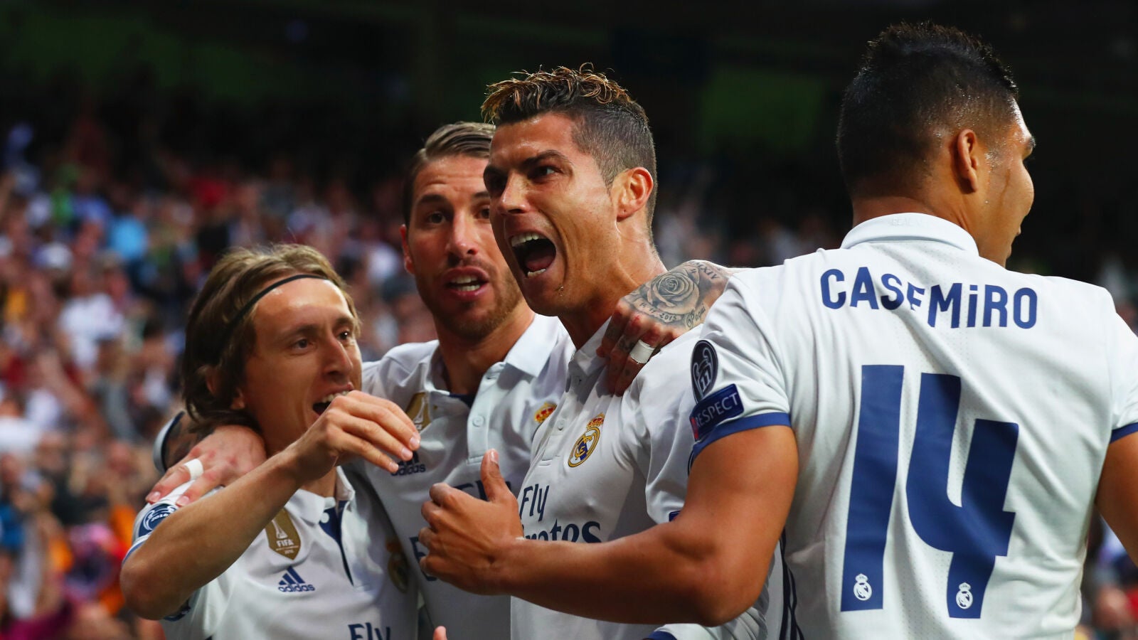 Cristiano celebra un gol ante el Atl&eacute;tico en la ida de semifinales de la Champions