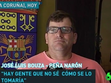 Un peñista del Barcelona en su peña en A Coruña Un peñista del Barcelona en su peña en A Coruña