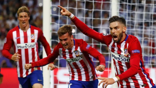 Carrasco celebra su gol ante el Real Madrid en la final de la Champions de 2016 Carrasco celebra su gol ante el Real Madrid en la final de la Champions de 2016